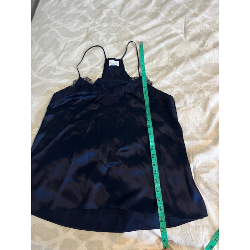 CAMI NYC Navy Blue 100% Silk Lace Trim Racerback Camisole Tank Top Medium - Picture 7 of 10